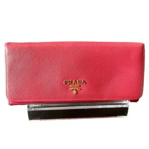 Prada Saffiano Metal Continental Flap Wallet Peonia- EUC